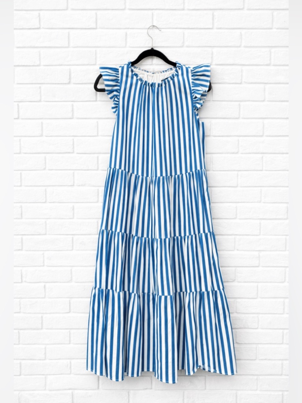 J Crew Tiered Cotton Dobby Dress in Cape Stripe Maxi Midi boho cottage sundress